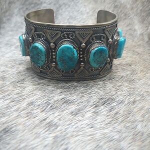 Turquoise and Silver Cuff Bracelet